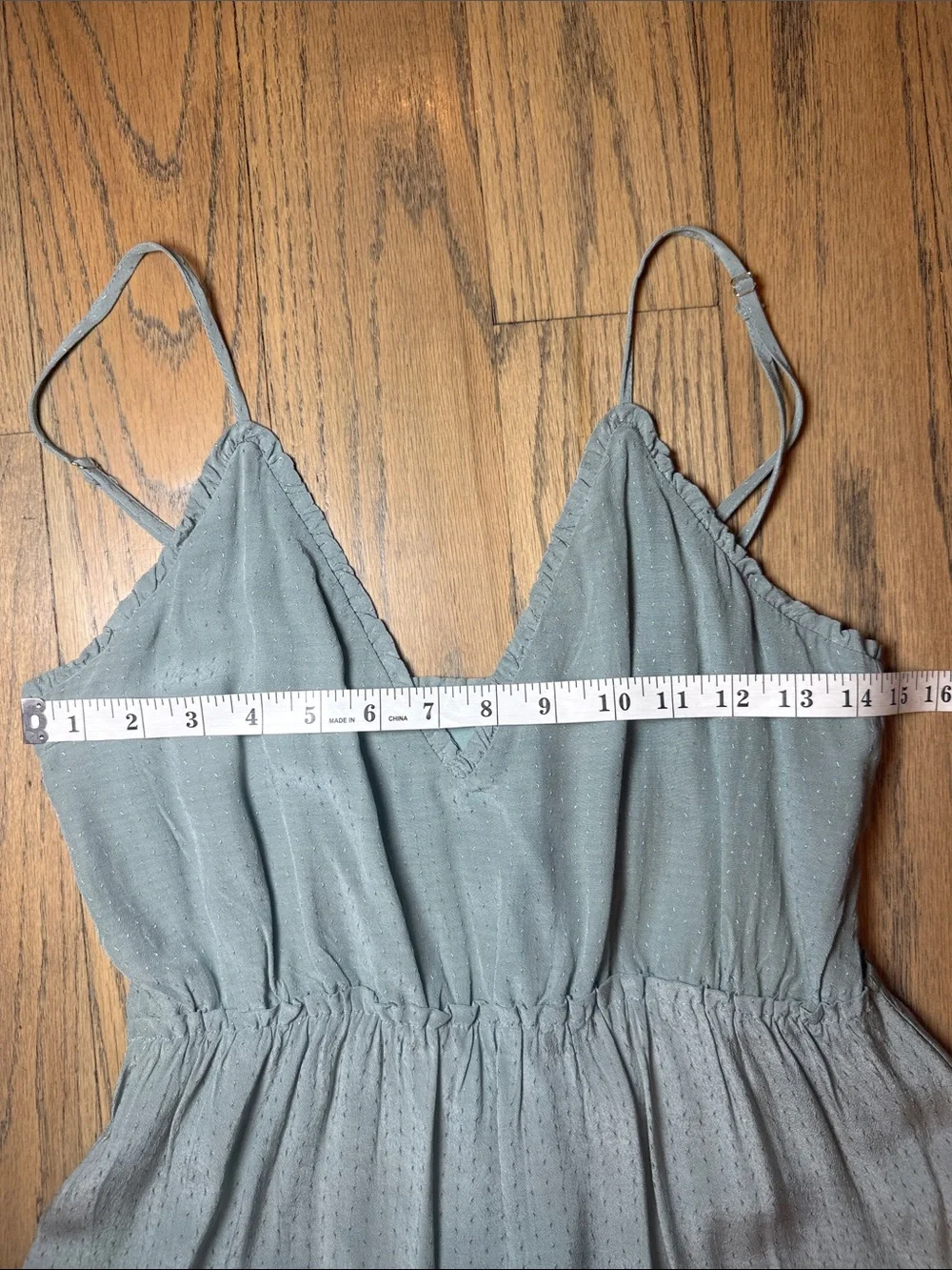 Storia Womens Light Blue Tiered V-Neck Ruffled Dress with Detailed Buttons Sz S